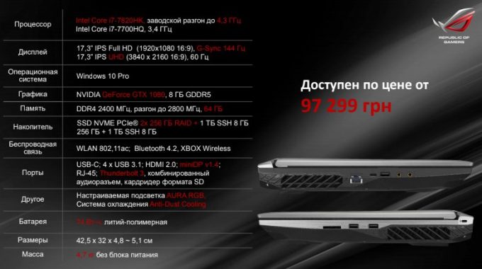 ASUS представил в Украине игровые и псевдо-игровые ноутбуки ROG G703VI, FX503 и X570