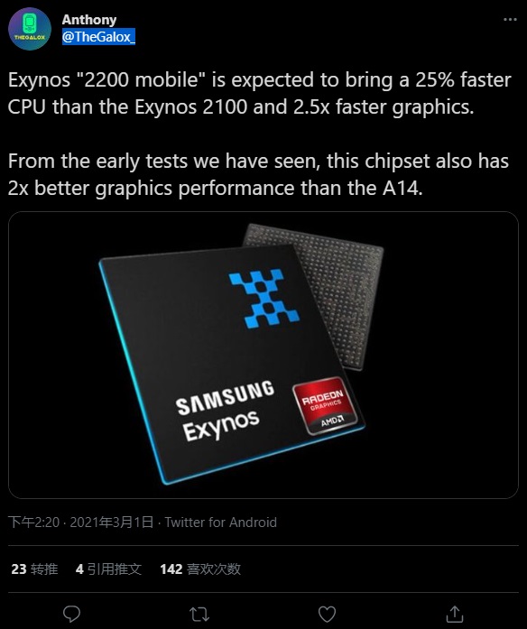 52697 Samsung Exynos 2200 обошел Apple A14 по производительности графики