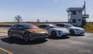 60975 В гонке на четверть мили Tesla Model S Plaid опередила Lucid Air и Porsche Taycan Turbo S (видео)