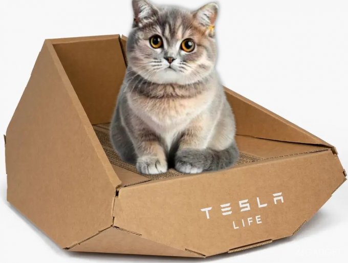 62352 Cпециальная версия Tesla Cybertruck из картона для котиков (2 фото)